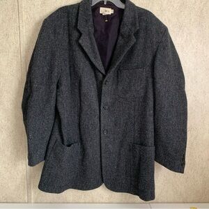 J. Crew Charcoal Gray Jacket Blazer Wool blend Tweed Herringbone XLT EUC